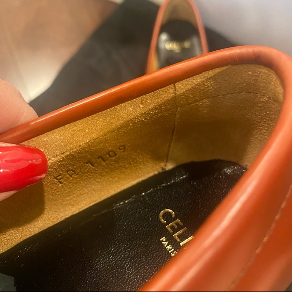 Celine Luco Polished Maillons Triomphe Moccasin Loafers Brown White - size 35.5 - Picture 8 of 13